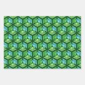 Japanische Krane, rot/grau, grün, schwarz/rosa Geschenkpapier Set (Vorderseite 2)