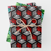 Japanische Krane, rot/grau, grün, schwarz/rosa Geschenkpapier Set (Beispiel)
