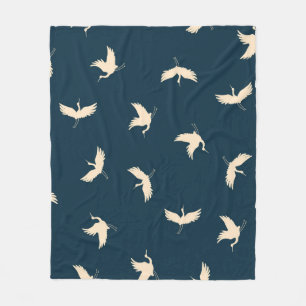 Japanische Krane Silhouette Vintages Muster Fleecedecke