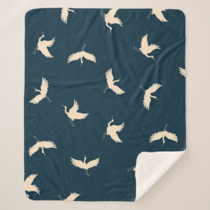 Japanische Krane Silhouette Vintages Muster Sherpadecke