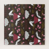 Japanische Krane: Traditionelles nahtloses Muster Puzzle (Horizontal)