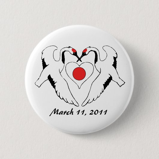 Japanische Kräne u. Button (Vorderseite)