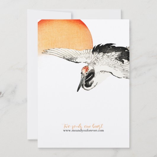 Japanische Krane und Bamboo-Hochzeit speichern Sie Save The Date (Rückseite)