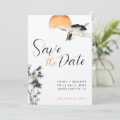 Japanische Krane und Bamboo-Hochzeit speichern Sie Save The Date (Stehend Vorderseite)