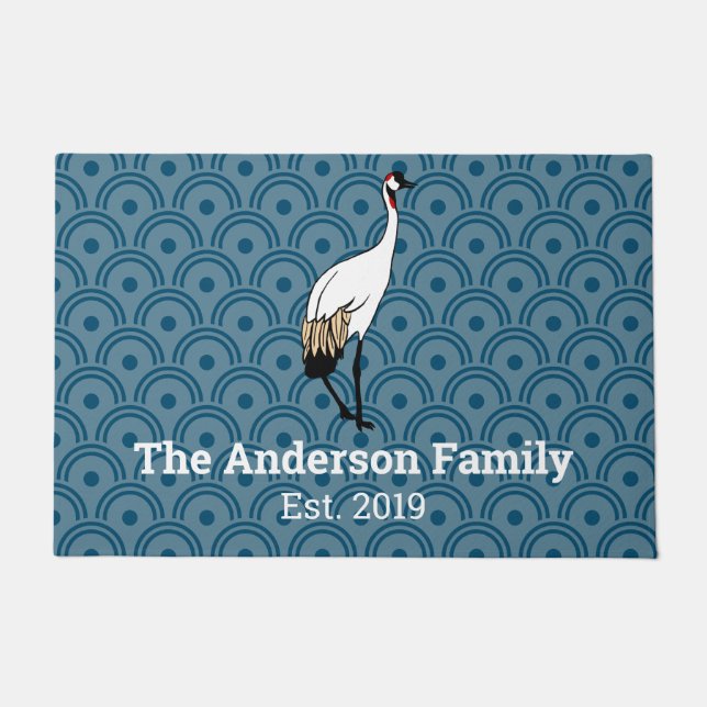 Japanische Krane und Scallops | Personalisiert Fußmatte (Vorderseite)