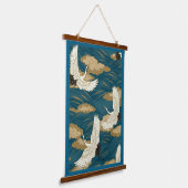 Japanische Krane Wandteppich Mit Holzrahmen (Gewinkelt)