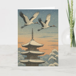 Japanische Krane - Weihnachtskarte Feiertagskarte