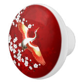 Japanische Krane Weißkirsche Blossom Rot Keramikknauf (Rechts)