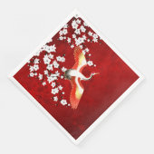 Japanische Krane Weißkirsche Blossom Rot Serviette (Ecke)