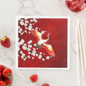 Japanische Krane Weißkirsche Blossom Rot Serviette (Beispiel)