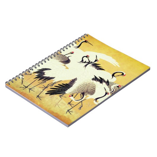 japanische Kranflock, Vintager Druck, Notizblock (Linke Seite)