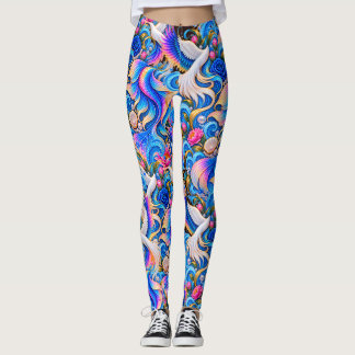 Japanische Kranich-Blumen-Kunst Damen-Leggings Leggings