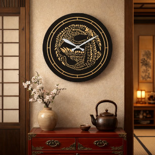 Japanische Kraniche in anpassbaren Farben Große Wanduhr
