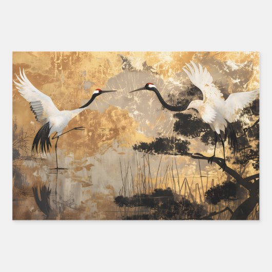 Japanische Kranvögel Geschenkpapier Set (Vorderseite 2)