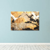 Japanische Kranvögel Leinwanddruck (Insitu (Holzboden))