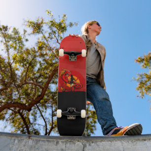 Japanische Kriegerin Drachenfighter Sunset Skateboard
