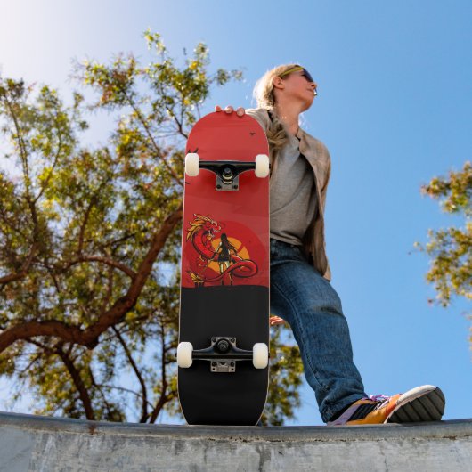 Japanische Kriegerin Drachenfighter Sunset Skateboard (Außenbereich 1)