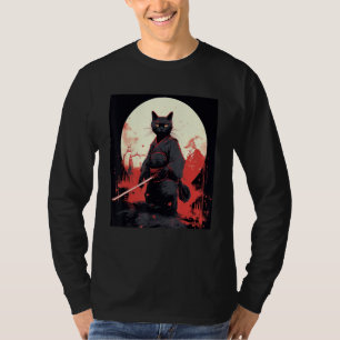 Japanische Kriegerkatze Ninja-Maske Kitsune T-Shirt
