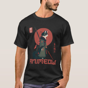 Japanische Kultur inspiriert Katze Samurai Warri T-Shirt