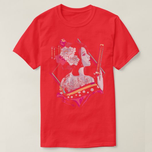 Japanische Kultur Samurai Cherry Blossom Sakura Ge T-Shirt (Design vorne)