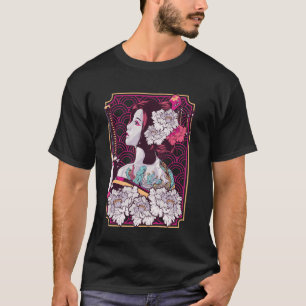 Japanische Kultur Samurai Kirschblüte Sakura Geish T-Shirt