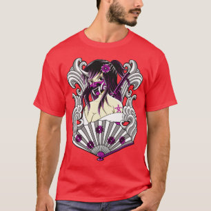 japanische Kunoichi mit Oni-Maske T-Shirt