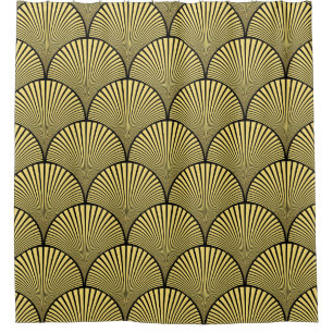 Japanische Kunst-Deco: Black Gold Design Duschvorhang