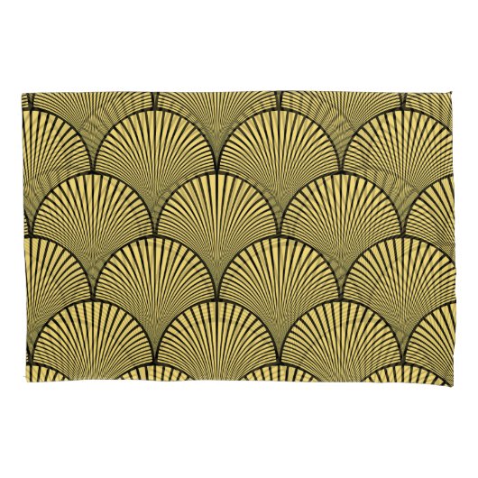 Japanische Kunst-Deco: Black Gold Design Kissenbezug (Vorderseite)