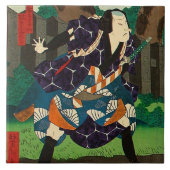 Japanische Kunst - ein Samurai, der gemusterten Fliese (Vorderseite)