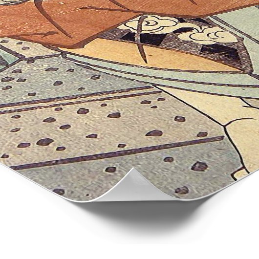 Japanische Kunst - ein Samurai im Kampf Poster (Ecke)