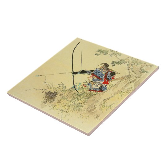 Japanische Kunst - ein Samurai mit einem Longbow Fliese (Seite)
