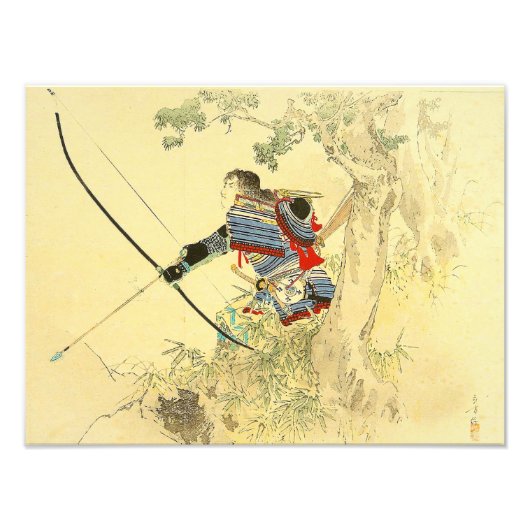 Japanische Kunst - ein Samurai mit einem Longbow u Fotodruck (Vorne)