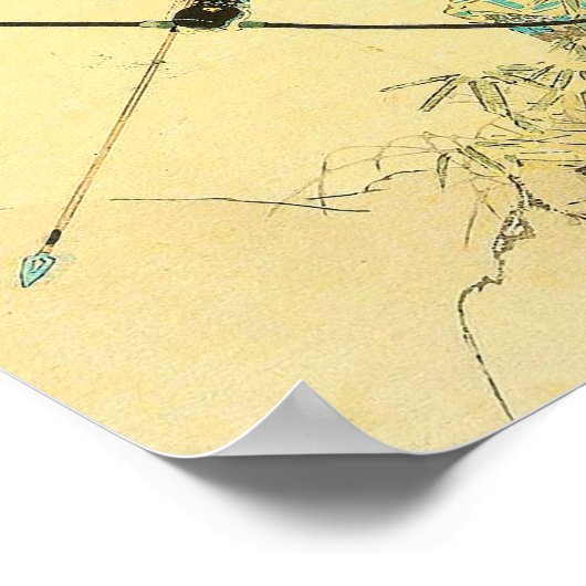 Japanische Kunst - ein Samurai mit einem Longbow u Poster (Ecke)