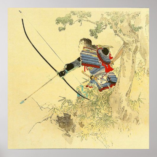 Japanische Kunst - ein Samurai mit einem Longbow u Poster (Vorne)