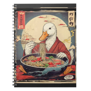 Japanische Kunst Ente isst Ramen Ukiyo für Student Notizblock