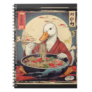 Japanische Kunst Ente isst Ramen Ukiyo für Student Notizblock
