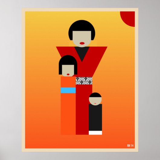 Japanische Kunst für Mutter und Kinder Poster (Vorne)