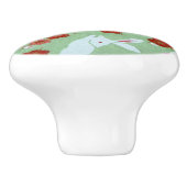 Japanische Kunst: Grüne Sakura und Kaninchen Knoch Keramikknauf (Seitenansicht)