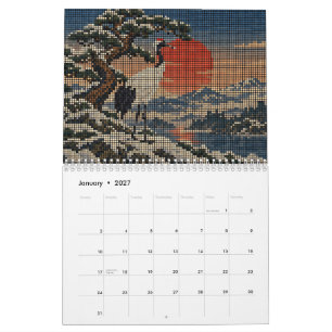 Japanische Kunst Hanafuda Vier Jahreszeiten Pixel- Kalender