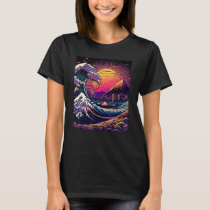 Japanische Kunst im Ukiyo-e-Stil Retrowave Große W T-Shirt