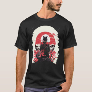 Japanische Kunst Katze Ninja Ukiyo-e Stil Samurai T-Shirt