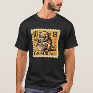 Japanische Kunst Nudeln Briefmarke Wildtiere Tarsi T-Shirt