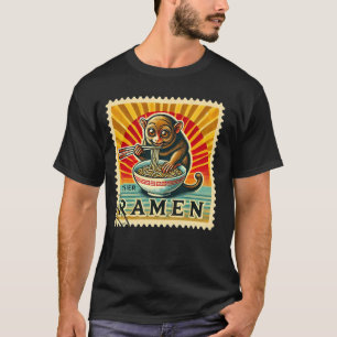 Japanische Kunst Nudeln Briefmarke Wildtiere Tarsi T-Shirt