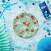 Japanische Kunst: Papierplatte für grüne Sakura un Pappteller (Party)