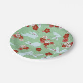 Japanische Kunst: Papierplatte für grüne Sakura un Pappteller (Schrägansicht)