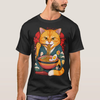 Japanische Kunst Ramen Katze Ninja Ukiyo-E Anime-S T-Shirt