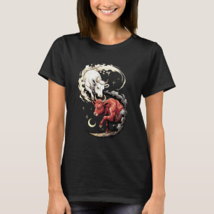 Japanische Kunst Rind Kuh Gut und Teufel T-Shirt