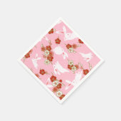 Japanische Kunst: Rosa Sakuras & Rabbits Paper Nap Serviette (Ecke)