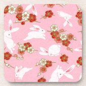 Japanische Kunst: Rosa Sakuras & Rabbits Untersetzer (Vorderseite)