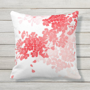 Japanische Kunst rot u. rosa Blumen mit Blumen Kissen Für Draußen